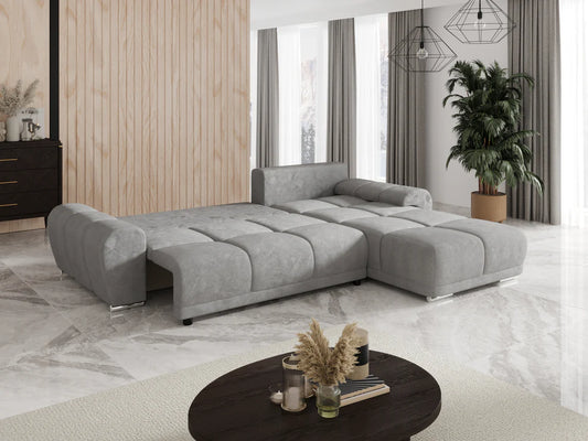 Gebba Corner Sofa Bed with Storage, Grey or Cream