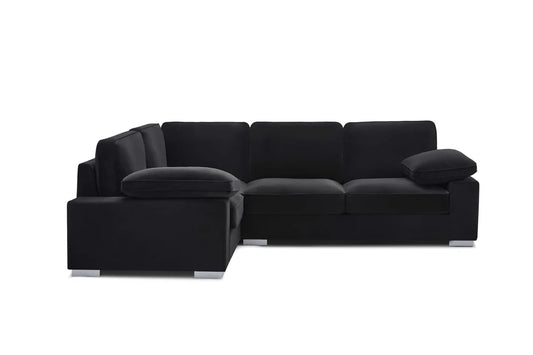 Ascot Left Hand Corner Sofa - Plush Black Velvet