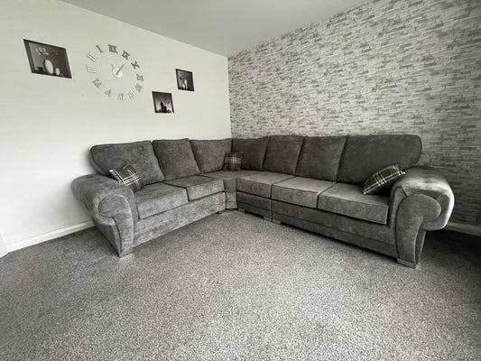 6 Seater Verona Full Back Corner Sofa Grey, Black, Mink