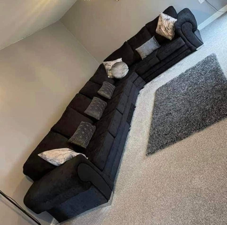 7 Seater Verona Full Back Corner Sofa Grey, Black, Mink