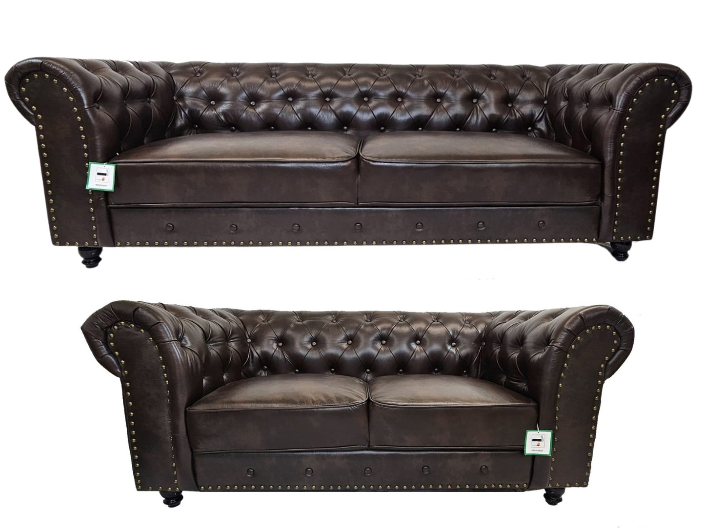 Brown Chesterfield Leather 3+2 Sofa Set