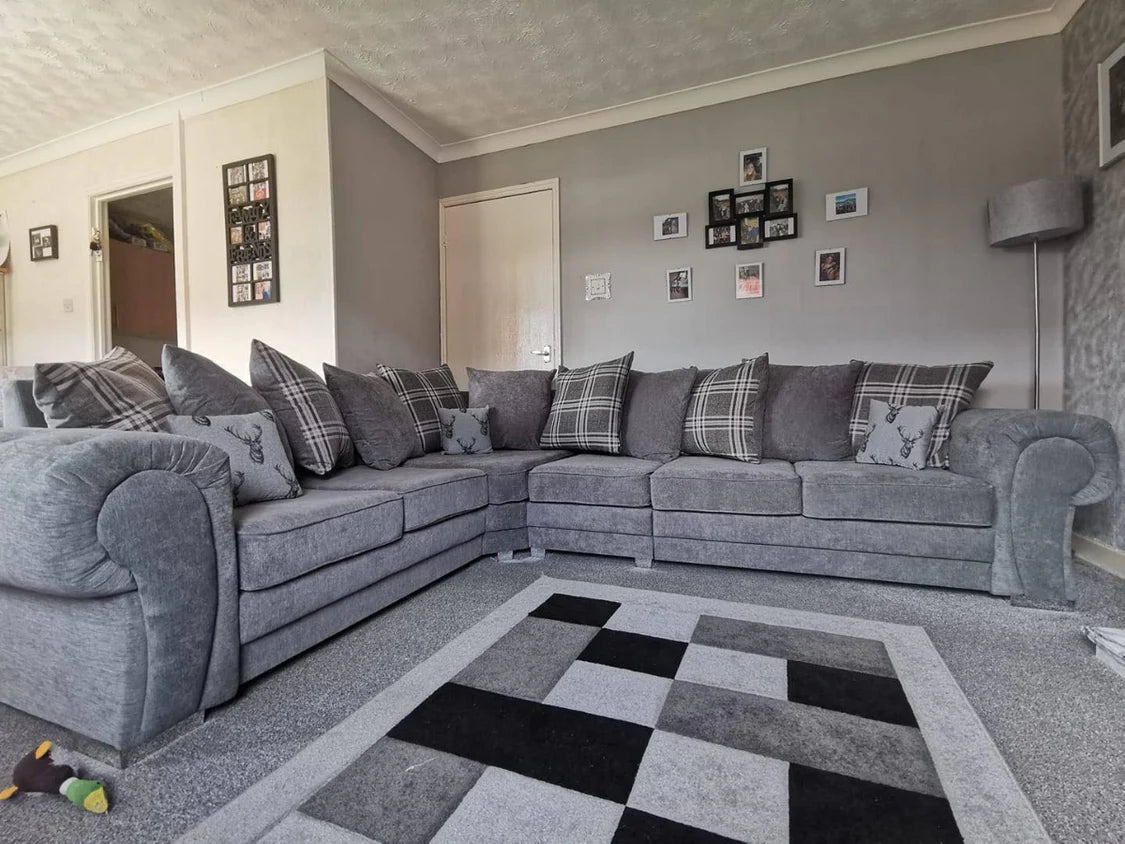 6 Seater Verona Scatter Back Corner Sofa Grey, Black, Mink