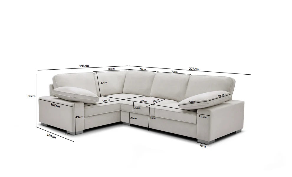 Ascot Left Hand Corner Sofa - Linen Cream