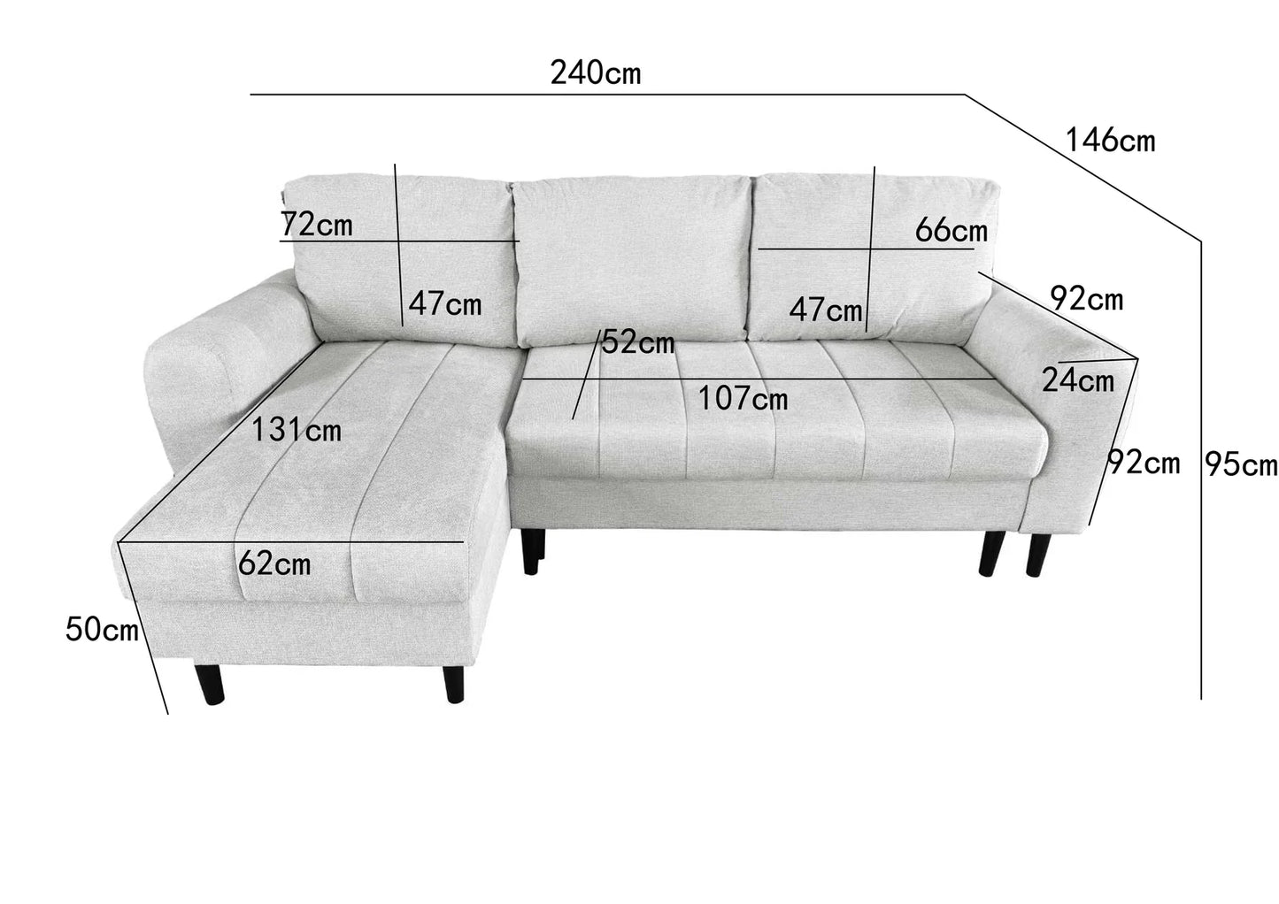 Amora Universal Corner Sofa bed With Storage