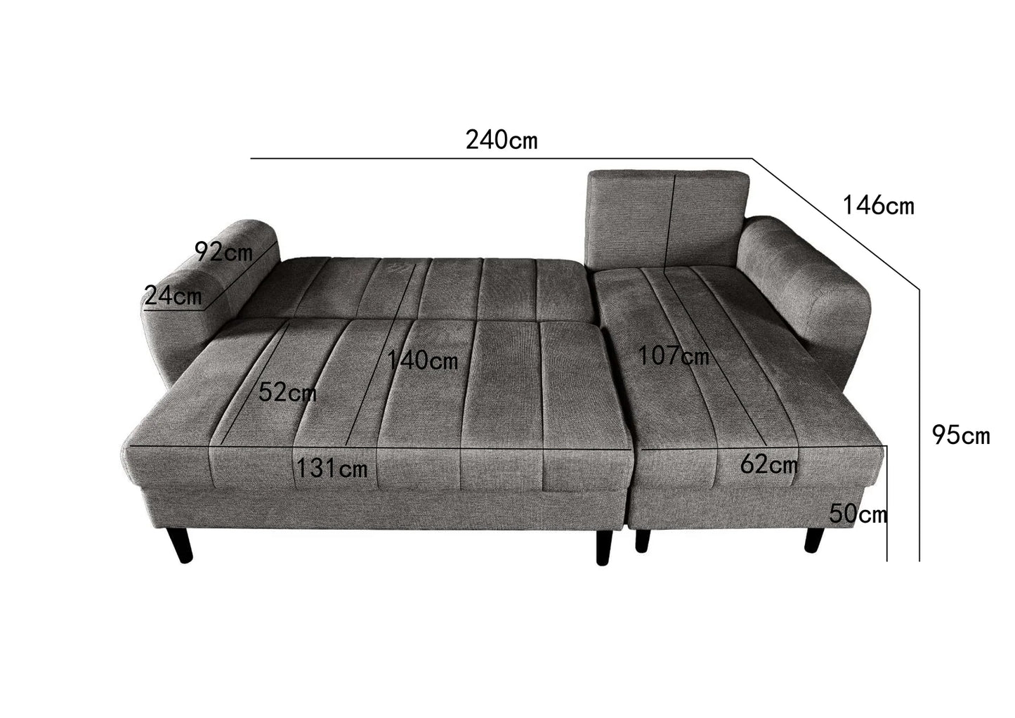 Amora Universal Corner Sofa bed With Storage