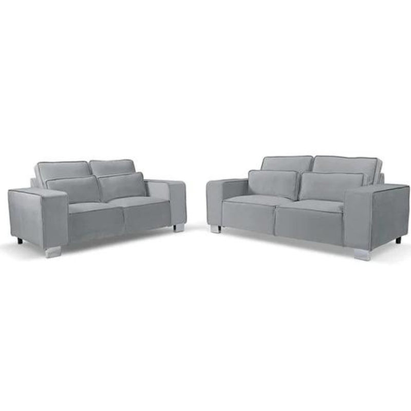 Sloanne 3+2 Sofa Set Plush Silver