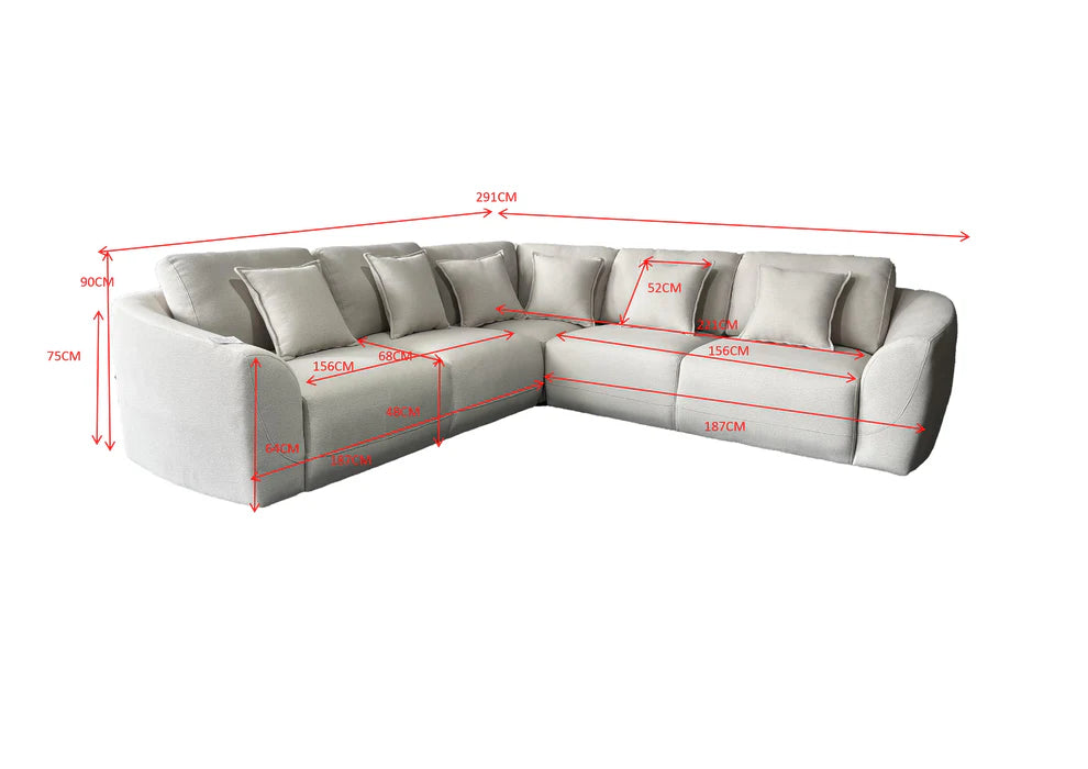 Bronte 5 Seater Modular Corner Grey