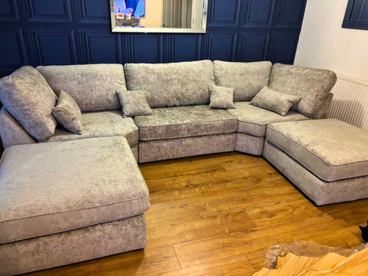 Bishop U-Shape Sofa Alaska Silver Full Back
