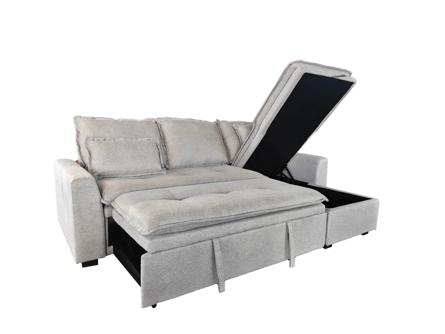 Cozeo Corner Sofa bed with Storage Chase Silver or Grey