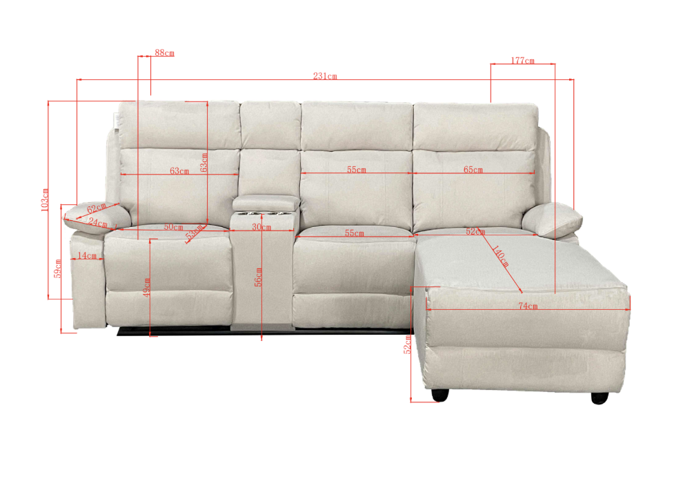 Serenova White Recliner L Shape Corner Sofa