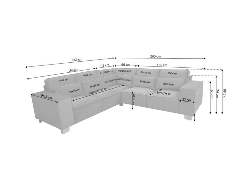 Sloanne Corner Sofa Plush Silver