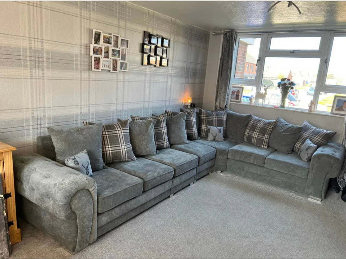 7 Seater Verona Scatter Back Corner Sofa Grey, Black, Mink