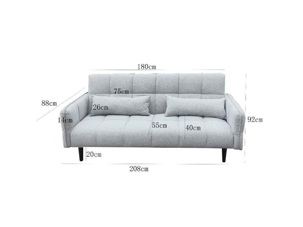 Pendle 3 seater Click Clack Sofa bed Grey or Silver