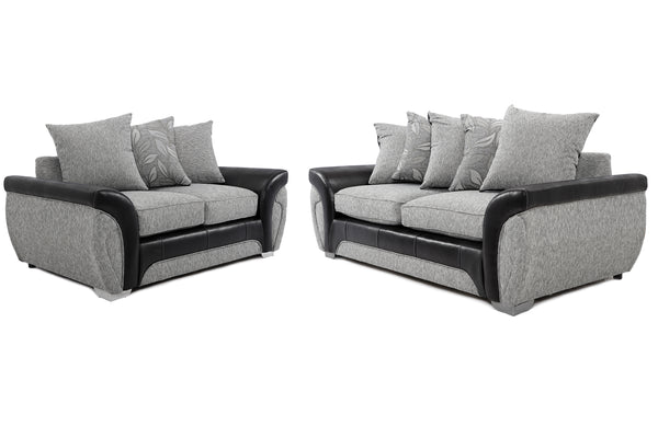 Matinee 3+2 Seater Sofa Set Black/Silver Dundee