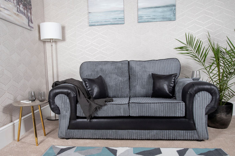 Tangent 2 Seater Sofa Black/Grey Cord