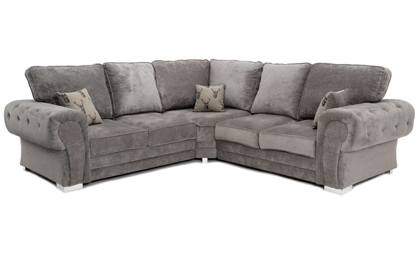 Verona full back high corner sofa fabric grey 5 seater