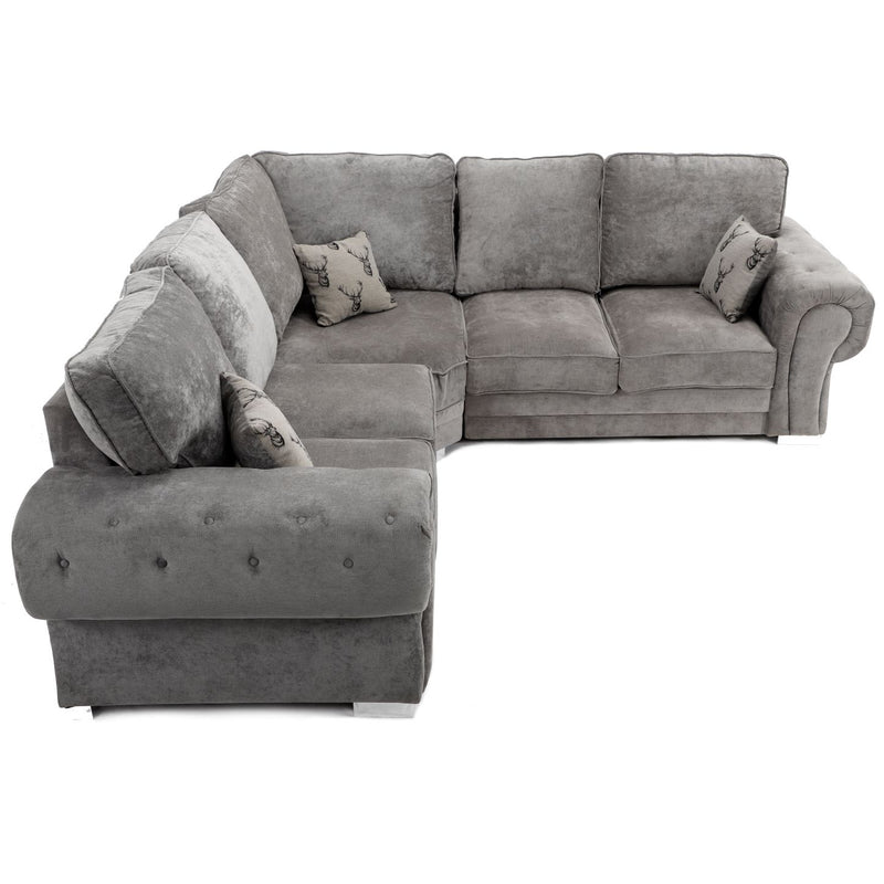 Verona full back high corner sofa fabric grey 5 seater